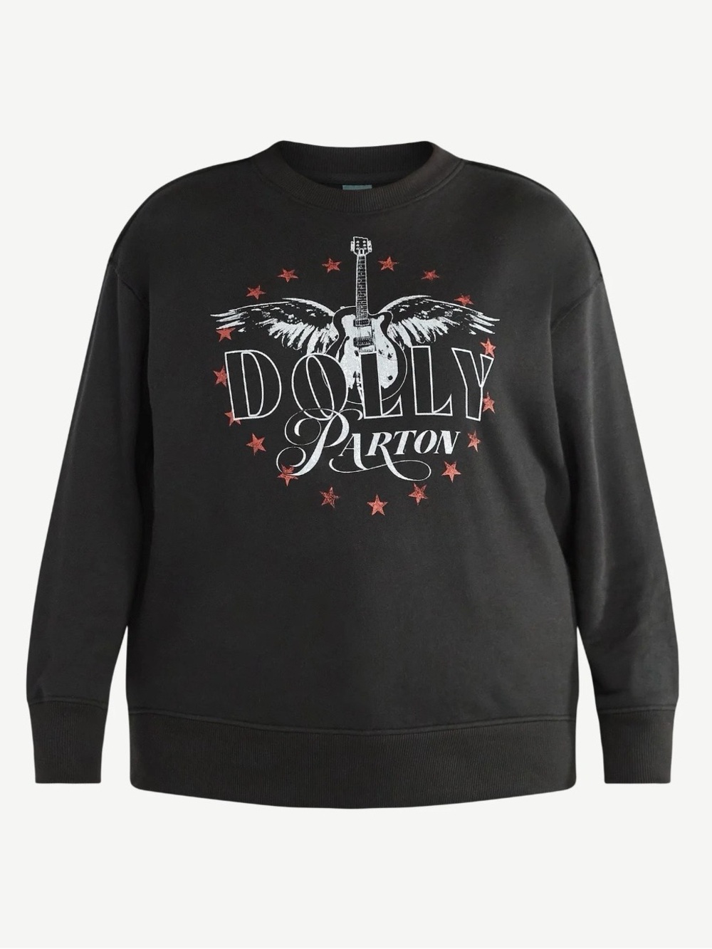 Terra & Sky Dolly Parton Black Graphic Crewneck Sweatshirt in Color Black Soot